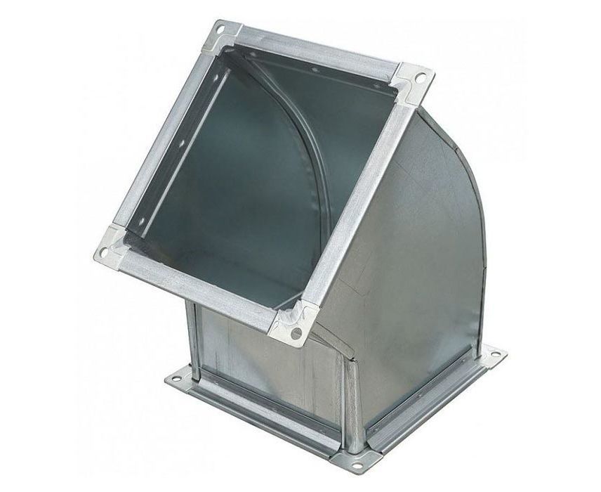 Отвод 45 прямоугольный 250х250 мм. на шине из оцинкованной стали