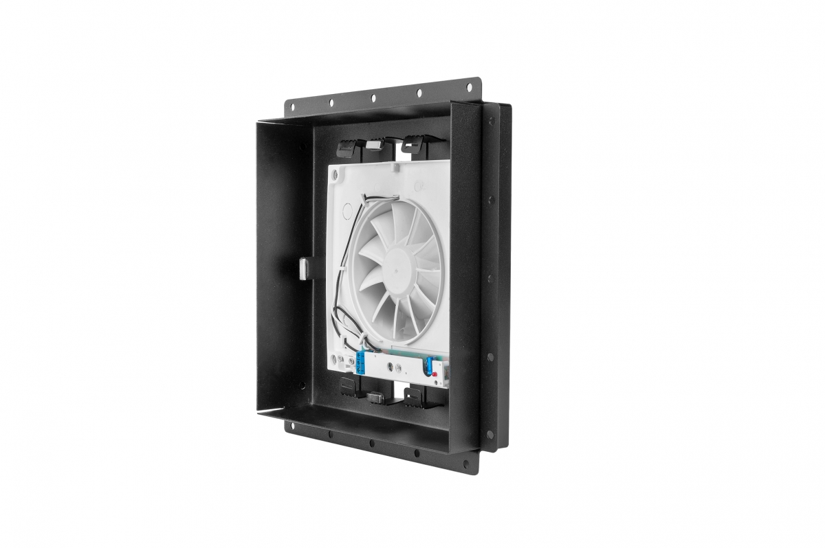 Теневой диффузор под плитку FoZa 207х207 с вентилятором на шарикоподшипнике 100СНК, обратный клапан, таймер+датчик влажности, черная, 100мм