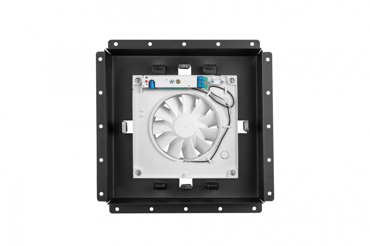 Теневой диффузор под плитку FoZa 207х207 с вентилятором на шарикоподшипнике 100СНК, обратный клапан, таймер+датчик влажности, черная, 100мм