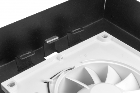 Теневой диффузор под плитку FoZa 207х207 с вентилятором на шарикоподшипнике 100СНК, обратный клапан, таймер+датчик влажности, черная, 100мм